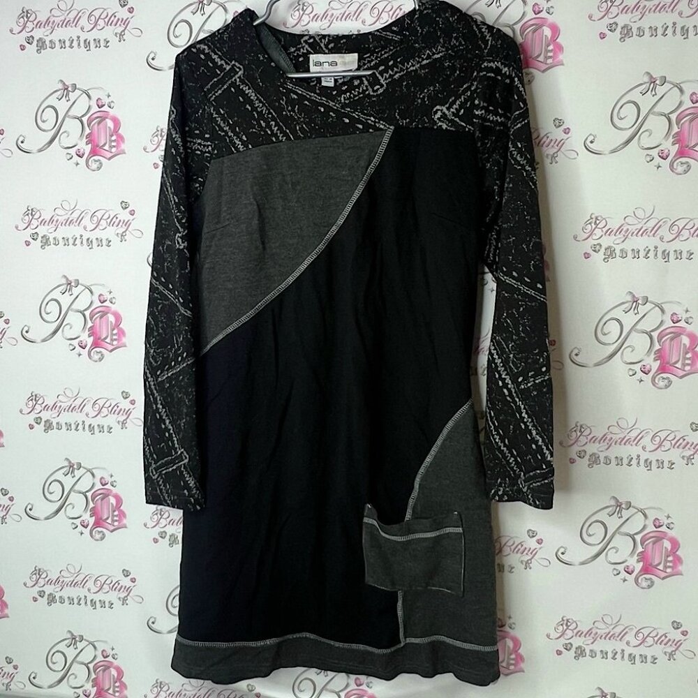 Lanalee dress pockets Black and Gray Long Sleeve Dress unique